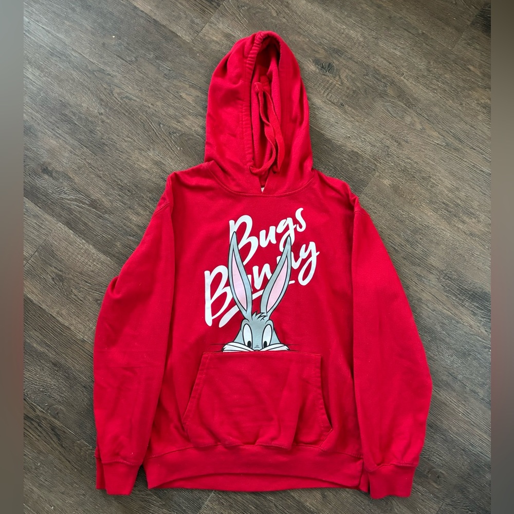 Vintage size 7-9 juniors red Looney Tunes Bugs Bunny hoodie.